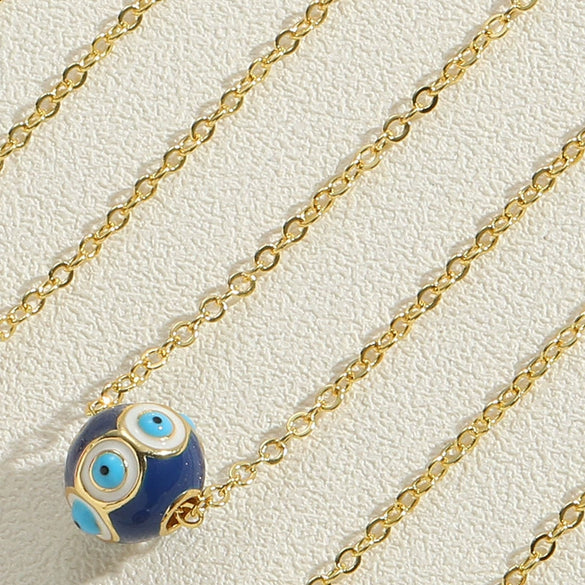 Wholesale Copper Geometric Hollow Round Eye Pendant Necklace With Electroplating And Mixed Gemstone Setting For Women