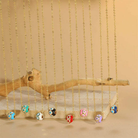 Wholesale Copper Geometric Hollow Round Eye Pendant Necklace With Electroplating And Mixed Gemstone Setting For Women