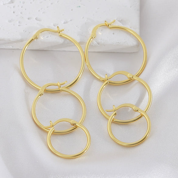 Wholesale Copper Geometric Hoop Earrings Gold Plated Simple Style