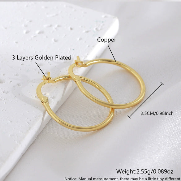 Wholesale Copper Geometric Hoop Earrings Gold Plated Simple Style