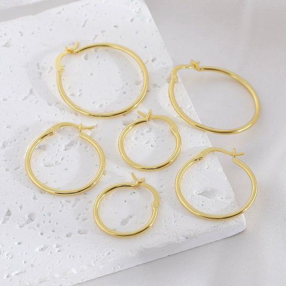 Wholesale Copper Geometric Hoop Earrings Gold Plated Simple Style