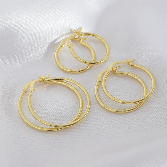 Wholesale Copper Geometric Hoop Earrings Gold Plated Simple Style