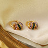 Wholesale Copper Geometric Hoop Earrings With Threecolor Diamond Electroplating For Women Retro Style