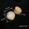 Wholesale Copper Geometric Inlaid Zircon Baroque Flower Shell Women's Earrings
