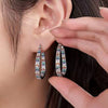 Wholesale Copper Geometric Inlaid Zircon Niche Bohemian Style Earrings