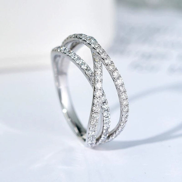 Wholesale Copper Geometric Inlaid Zircon Women's Ring