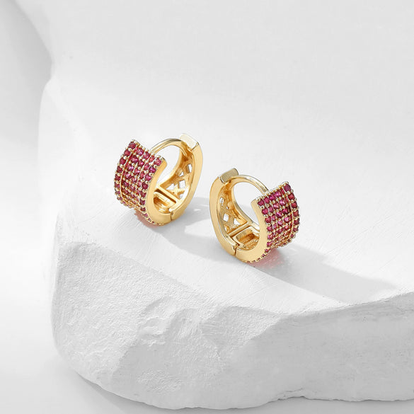 Wholesale Copper Geometric Inlaid Zircon Women's Small Square Earrings Light Luxury Simple Fashion
