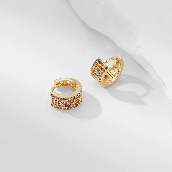 Wholesale Copper Geometric Inlaid Zircon Women's Small Square Earrings Light Luxury Simple Fashion