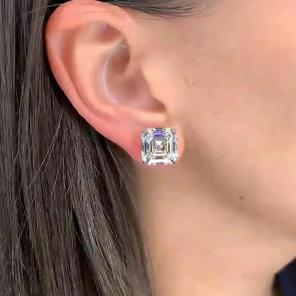Wholesale Copper Geometric Inlaid Zircon Women's Square Earrings