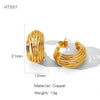 Wholesale Copper Geometric Irregular Round Electroplated Gold Earrings For Women