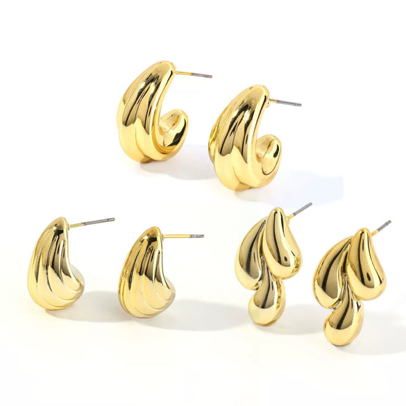 Wholesale Copper Geometric Irregular Women's Earrings Threepiece Set Retro Highend Allmatch Niche Exquisite