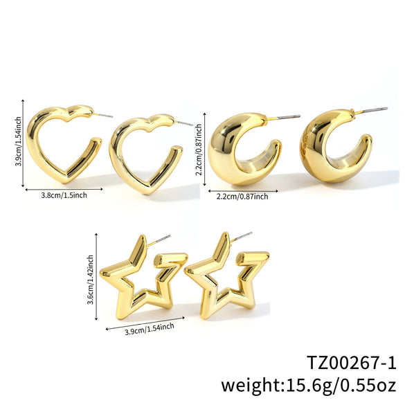 Wholesale Copper Geometric Irregular Women's Earrings Threepiece Set Retro Highend Allmatch Niche Exquisite