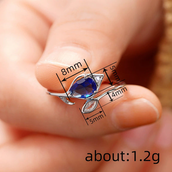 Wholesale Copper Geometric Leaf Zircon Inlaid Ring For Women