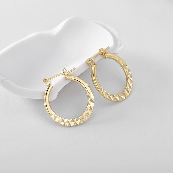 Wholesale Copper Geometric Light Luxury Embossed Electroplated Women's Circle Earrings