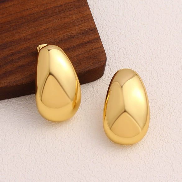 Wholesale Copper Geometric Metal Wind Water Droplets Earrings With Real Gold Plated Electroplating For Women