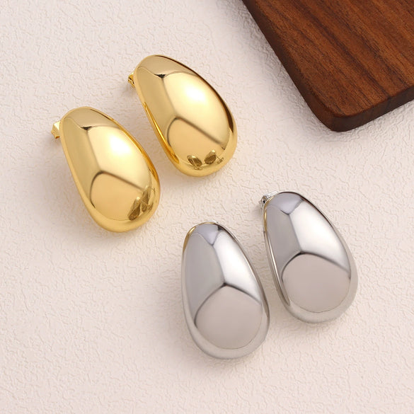 Wholesale Copper Geometric Metal Wind Water Droplets Earrings With Real Gold Plated Electroplating For Women