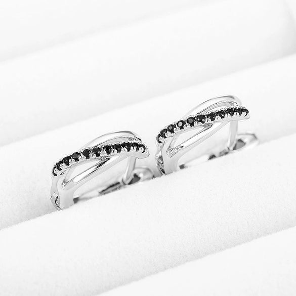 Wholesale Copper Geometric Microinlaid Zircon Earring Buckles For Women