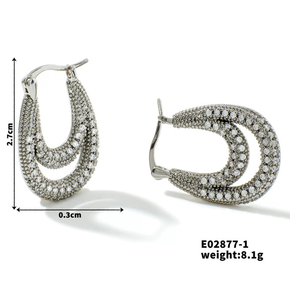 Wholesale Copper Geometric Microinlaid Zircon Earrings For Women