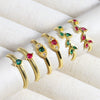 Wholesale Copper Geometric Micropaved Light Luxury Emerald Inlaid Ring For Women