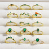 Wholesale Copper Geometric Micropaved Light Luxury Emerald Inlaid Ring For Women