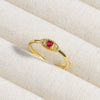 Wholesale Copper Geometric Micropaved Light Luxury Emerald Inlaid Ring For Women