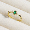 Wholesale Copper Geometric Micropaved Light Luxury Emerald Inlaid Ring For Women