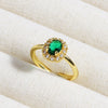 Wholesale Copper Geometric Micropaved Light Luxury Emerald Inlaid Ring For Women