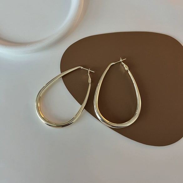 Wholesale Copper Geometric Oval Gold Plated Earrings For Women