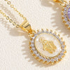 Wholesale Copper Geometric Oval Pendant Necklace With Mixed Gem Inlay And Ochain For Women