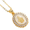 Wholesale Copper Geometric Oval Pendant Necklace With Mixed Gem Inlay And Ochain For Women