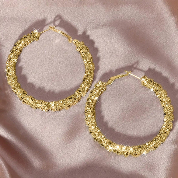 Wholesale Copper Geometric Particle Hoop Earrings For Women Electroplated Chic Style Jewelry
