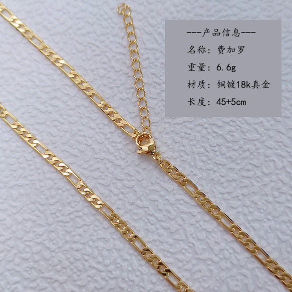 Wholesale Copper Geometric Retro Cross Pendant Necklace 18K Gold Plated Hip Hop Style