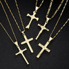 Wholesale Copper Geometric Retro Cross Pendant Necklace 18K Gold Plated Hip Hop Style