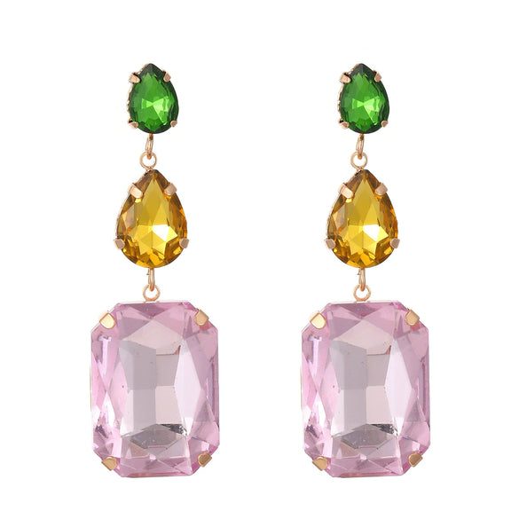 Wholesale Copper Geometric Rhinestone Earrings For Women Light Luxury Electroplated