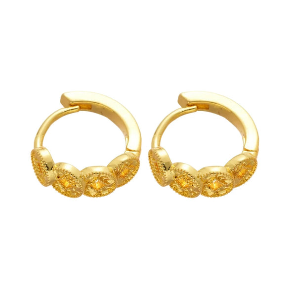 Wholesale Copper Geometric Round Earrings 18K Real Gold Electroplated Retro Exquisite Feminine Light Luxury