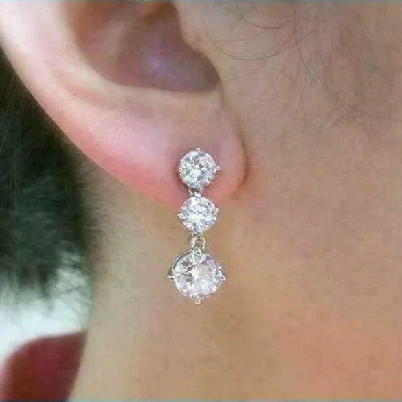 Wholesale Copper Geometric Round Zircon Women's Earrings