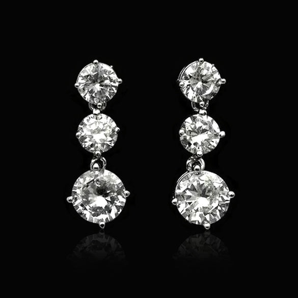 Wholesale Copper Geometric Round Zircon Women's Earrings