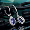 Wholesale Copper Geometric Shiny Blue Zircon Long Earrings For Ladies