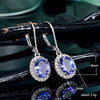 Wholesale Copper Geometric Shiny Blue Zircon Long Earrings For Ladies