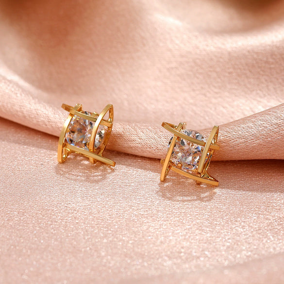 Wholesale Copper Geometric Square Earrings For Women With Electroplating Processing