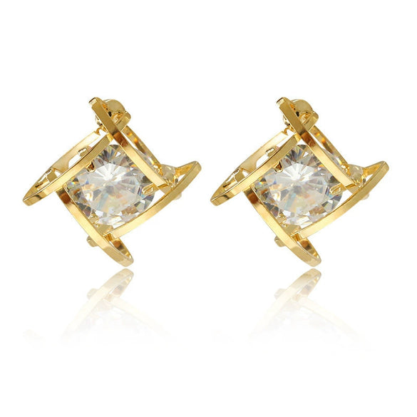 Wholesale Copper Geometric Square Earrings For Women With Electroplating Processing