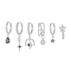 Wholesale Copper Geometric Star Inlaid Zircon Water Drop Women's Earrings Sixpiece Set