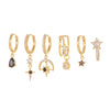 Wholesale Copper Geometric Star Inlaid Zircon Water Drop Women's Earrings Sixpiece Set
