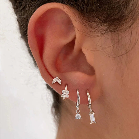 Wholesale Copper Geometric Style Electroplated Earrings 925 Silver Ear Buckle Light Luxury Jewelry