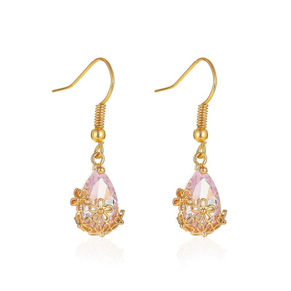 Wholesale Copper Geometric Style Electroplated Microinlaid Zircon Windmill Earrings For Women