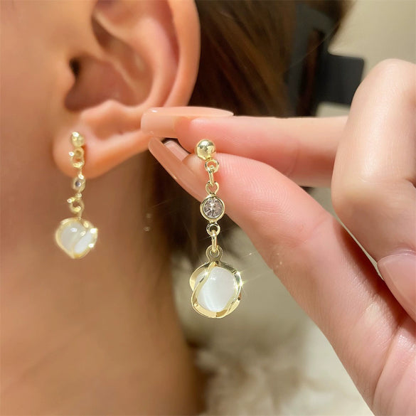 Wholesale Copper Geometric Style Electroplated Microinlaid Zircon Windmill Earrings For Women