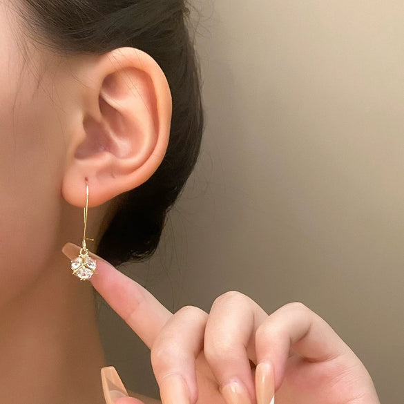Wholesale Copper Geometric Style Electroplated Microinlaid Zircon Windmill Earrings For Women