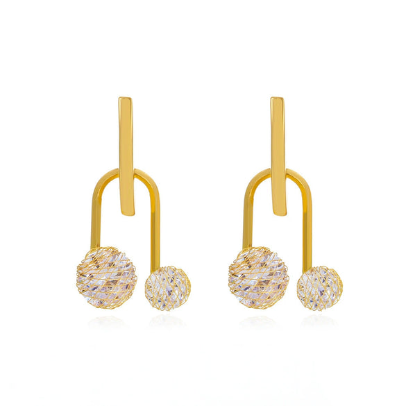 Wholesale Copper Geometric Style Electroplated Microinlaid Zircon Windmill Earrings For Women