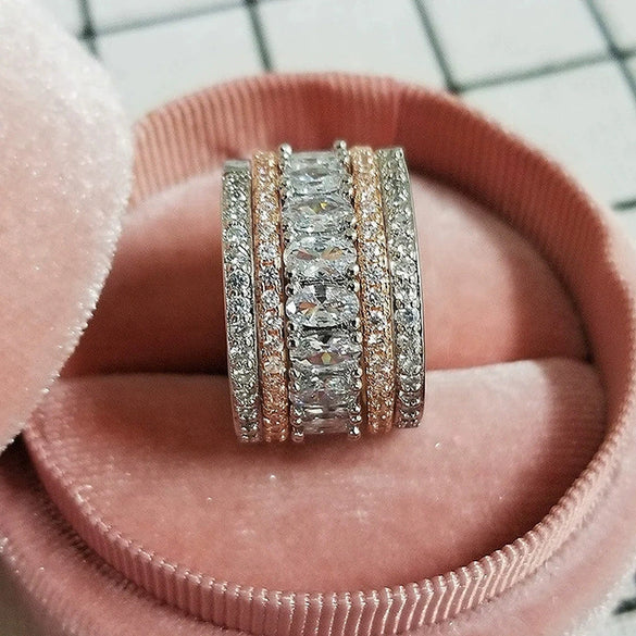 Wholesale Copper Geometric Style Microinlaid Zircon Women's Ring