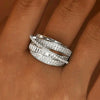 Wholesale Copper Geometric Style Multilayered Shiny Ring For Women With Zirconia Design